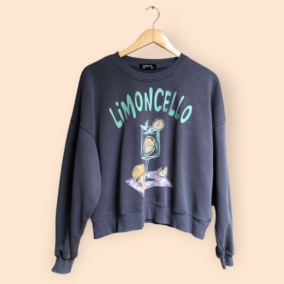 Vinyl Icons Limoncello Graphic Print Crewneck Sweatshirt Oversized Crop Women M - Picture 9 of 9